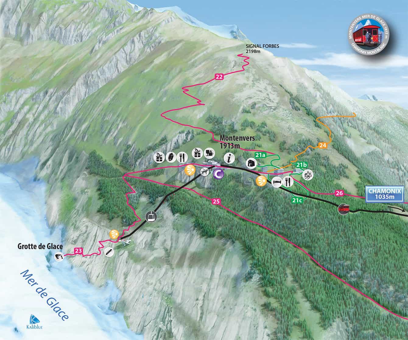 Szlaki w Alpach - Mer de Glace